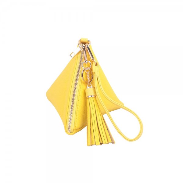 S8-3-1-HDG3249YW - PYRAMID SHAPE LEATHER WRISTLET BAG-YELLOW/6PCS