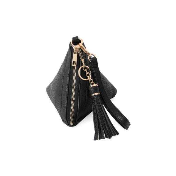 S26-3-1-HDG3249BK-PYRAMID SHAPE LEATHER WRISTLET BAG-BLACK/6PCS