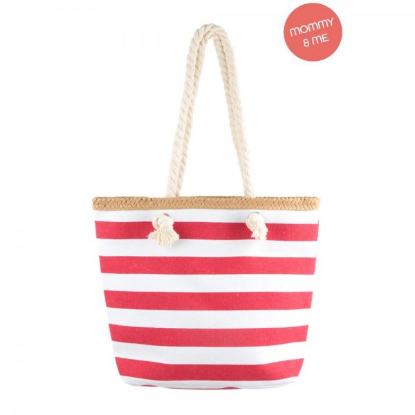 S18-3-4-HDG3912RD - KIDS STRIPED PRINT SUMMER TOTE BAG-RED/6PCS