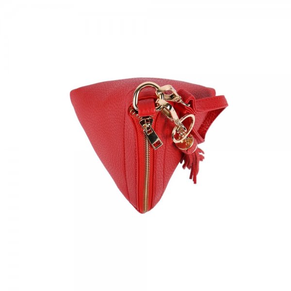 S26-9-2-HDG3249RD-PYRAMID SHAPE LEATHER WRISTLET BAG-RED/6PCS