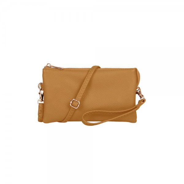 S23-13-2-HDG3138CM-LEATHER CROSSBODY BAG WITH WRISTLET-CAMEL/6PCS