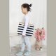 S17-3-1-HDG3912BK - KIDS STRIPED PRINT SUMMER TOTE BAG-BLACK/6PCS