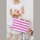 S17-3-3-HDG3912FS - KIDS STRIPED PRINT SUMMER TOTE BAG-FUCHSIA/6PCS