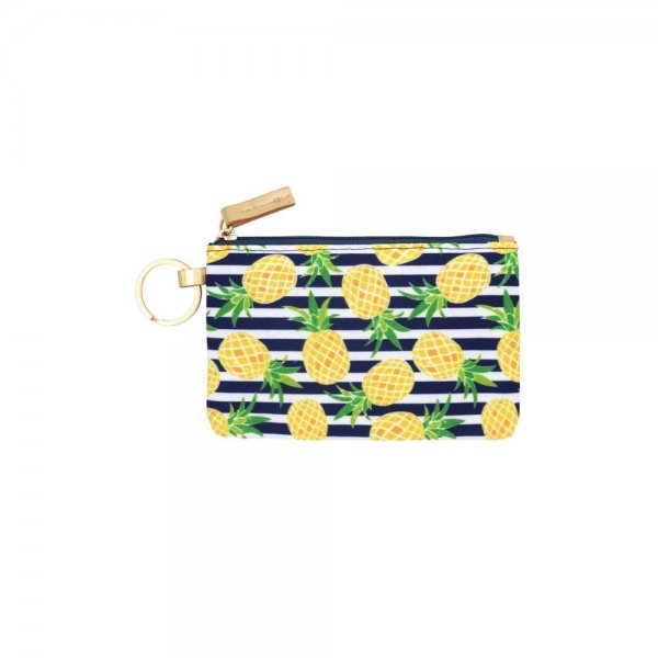 S19-9-2-MB0157NV - PINEAPPLE STRIPE ID WALLET & DETACHABLE LANYARD -  NAVY/6PCS