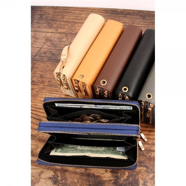 S29-1-2-HDG2000SD NATURAL DOUBLE ZIPPER WALLET/6PCS