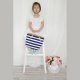 S18-3-4-HDG3912NV - KIDS STRIPED PRINT SUMMER TOTE BAG-NAVY/6PCS