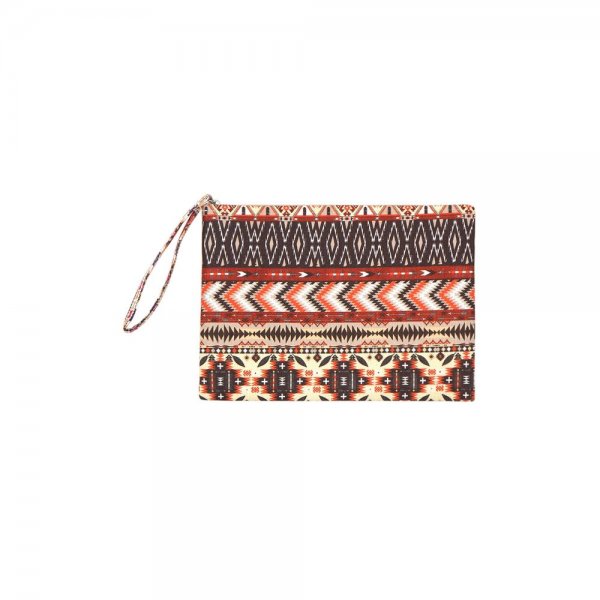 S18-9-5-MP0088- AZTEC PATTERN POUCH-BROWN/6PCS