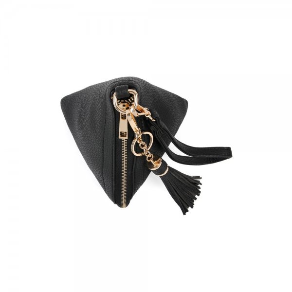 S26-3-1-HDG3249BK-PYRAMID SHAPE LEATHER WRISTLET BAG-BLACK/6PCS