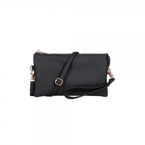 S23-13-2-HDG3138BK-LEATHER CROSSBODY BAG WITH WRISTLET-BLACK/6PCS