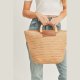 S30-1-1-MI-MB0178TP-STRAW TOTE BAG WITH WOODEN HANDLE-TAUPE-6PCS