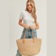 S30-1-1-MI-MB0177BE-STRIPED STRAW TOTE BAG WITH ZIPPER CLOSURE AND INSIDED POCKET-BEIGE-6PCS